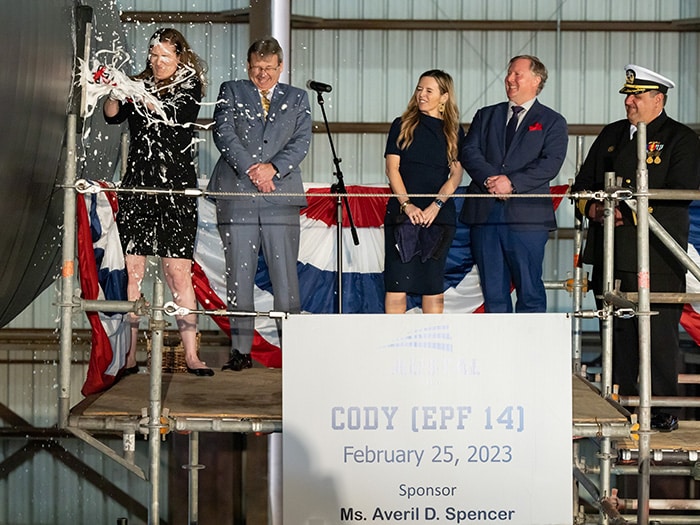 Matt Hall at USNS Cody christening